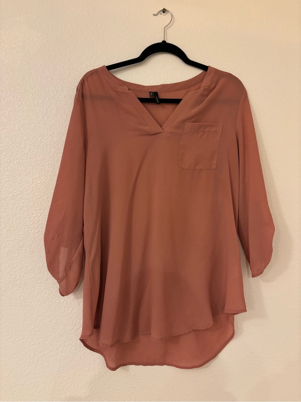 Maurices Mauve V-Neck Blouse with Chest Pocket
